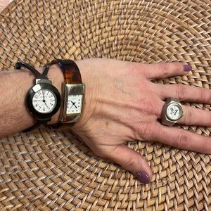 2 wrist watches by Geneva, one ring watch by Quartz.